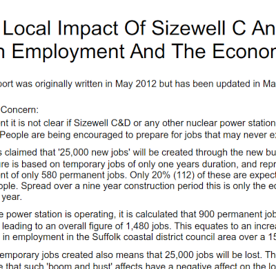 The local Impact of Sizewell C and D on employment and the economy